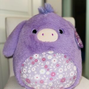 Squishmallow fuzzamallow Easter Delzi the donkey purple plush 12” NWT